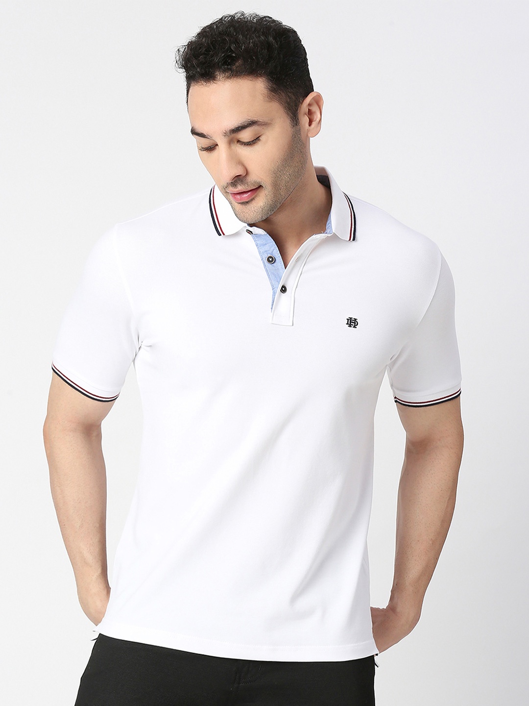 

DRAGON HILL Pique Polo Cotton Slim Fit T-shirt, White