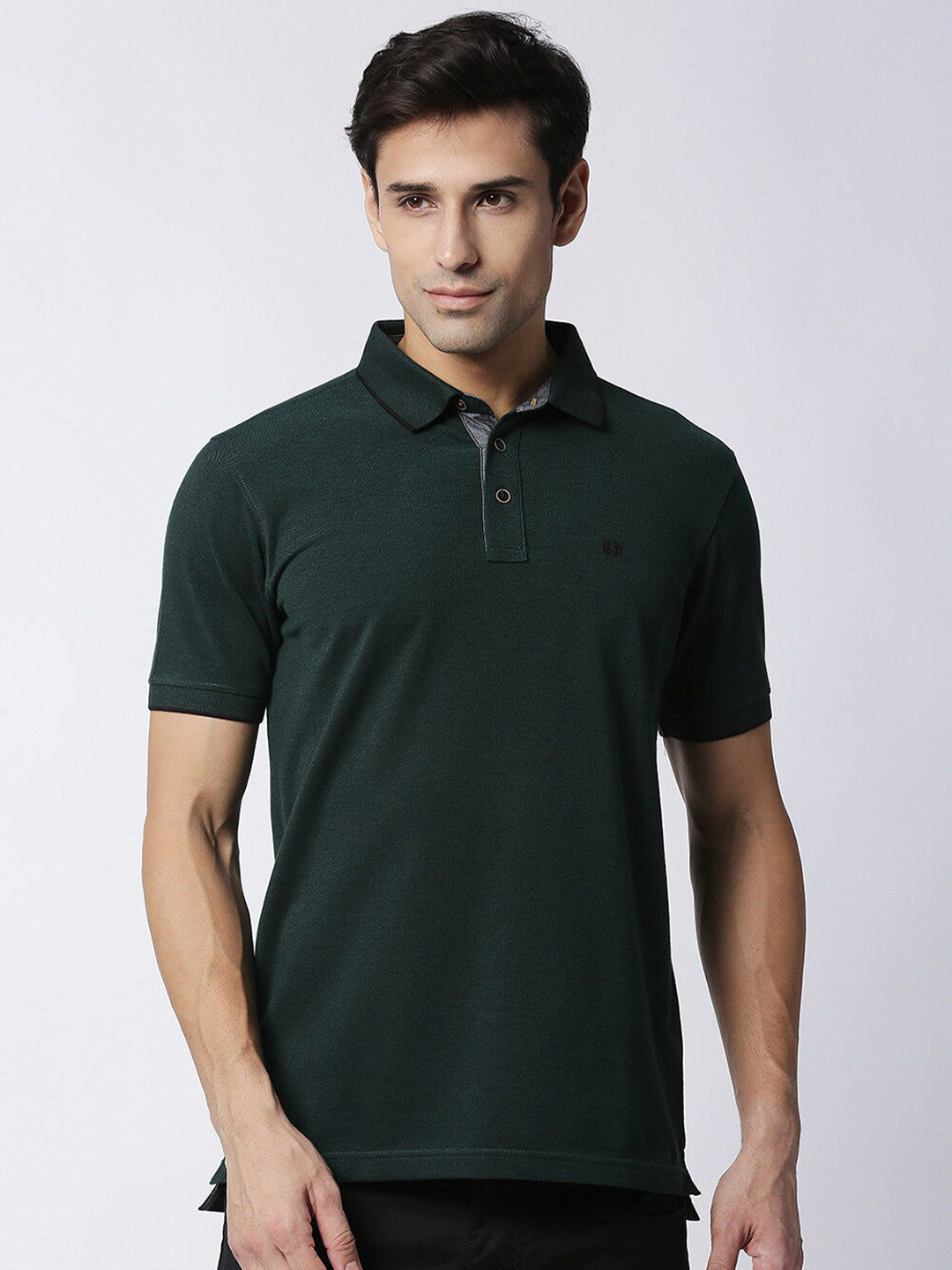 

DRAGON HILL Pique Polo Collar Cotton Slim Fit T-shirt, Green