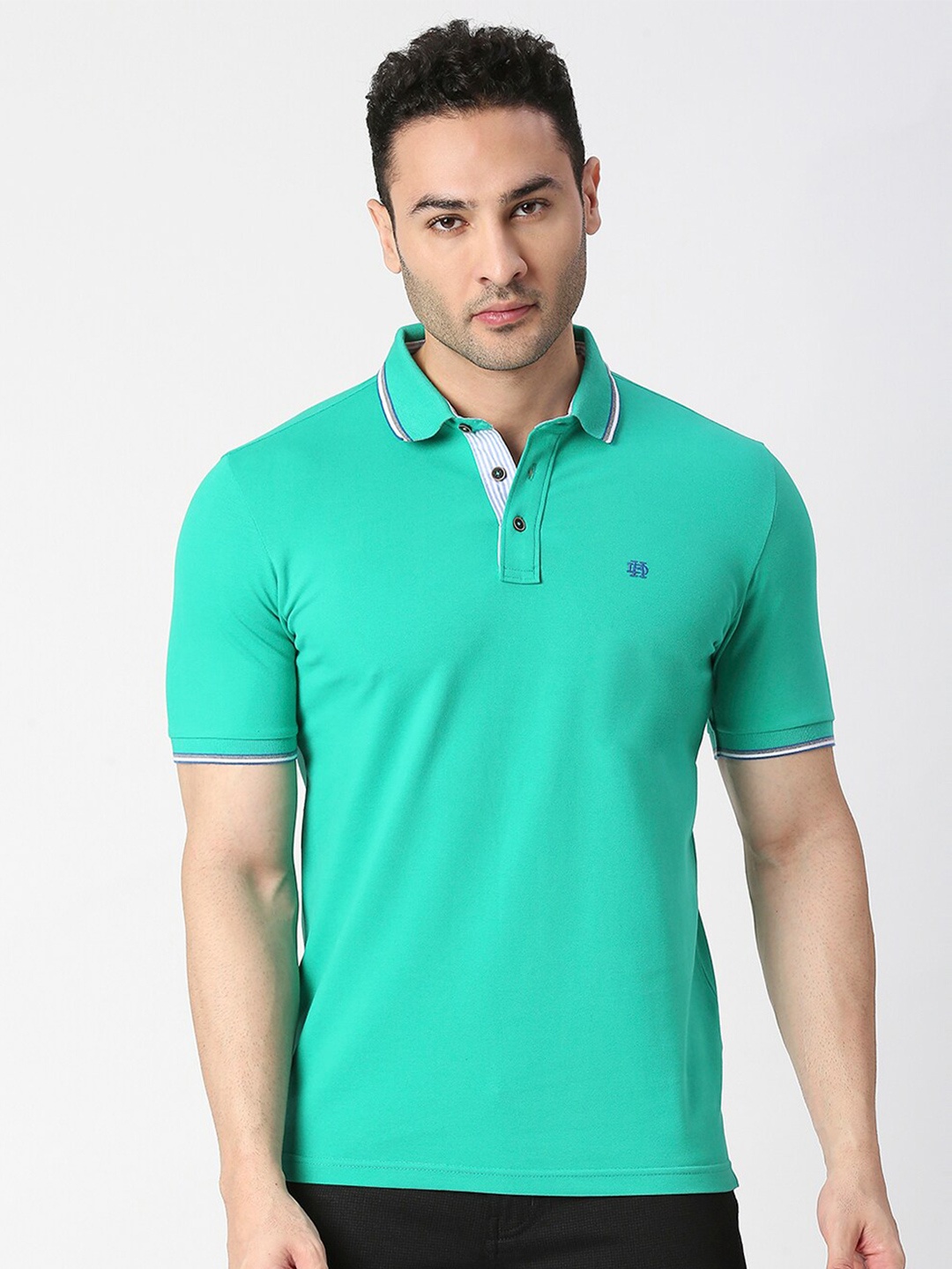 

DRAGON HILL Pique Polo Collar Cotton Slim Fit T-shirt, Green