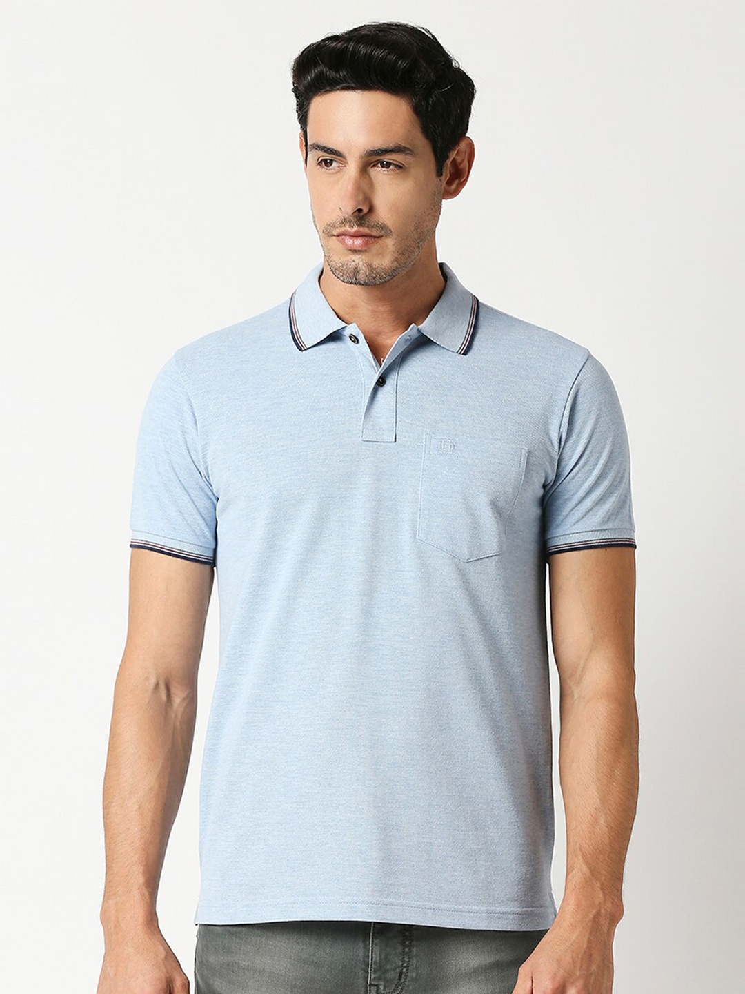 

DRAGON HILL Pique Cotton Slim Fit Polo T-shirt, Blue