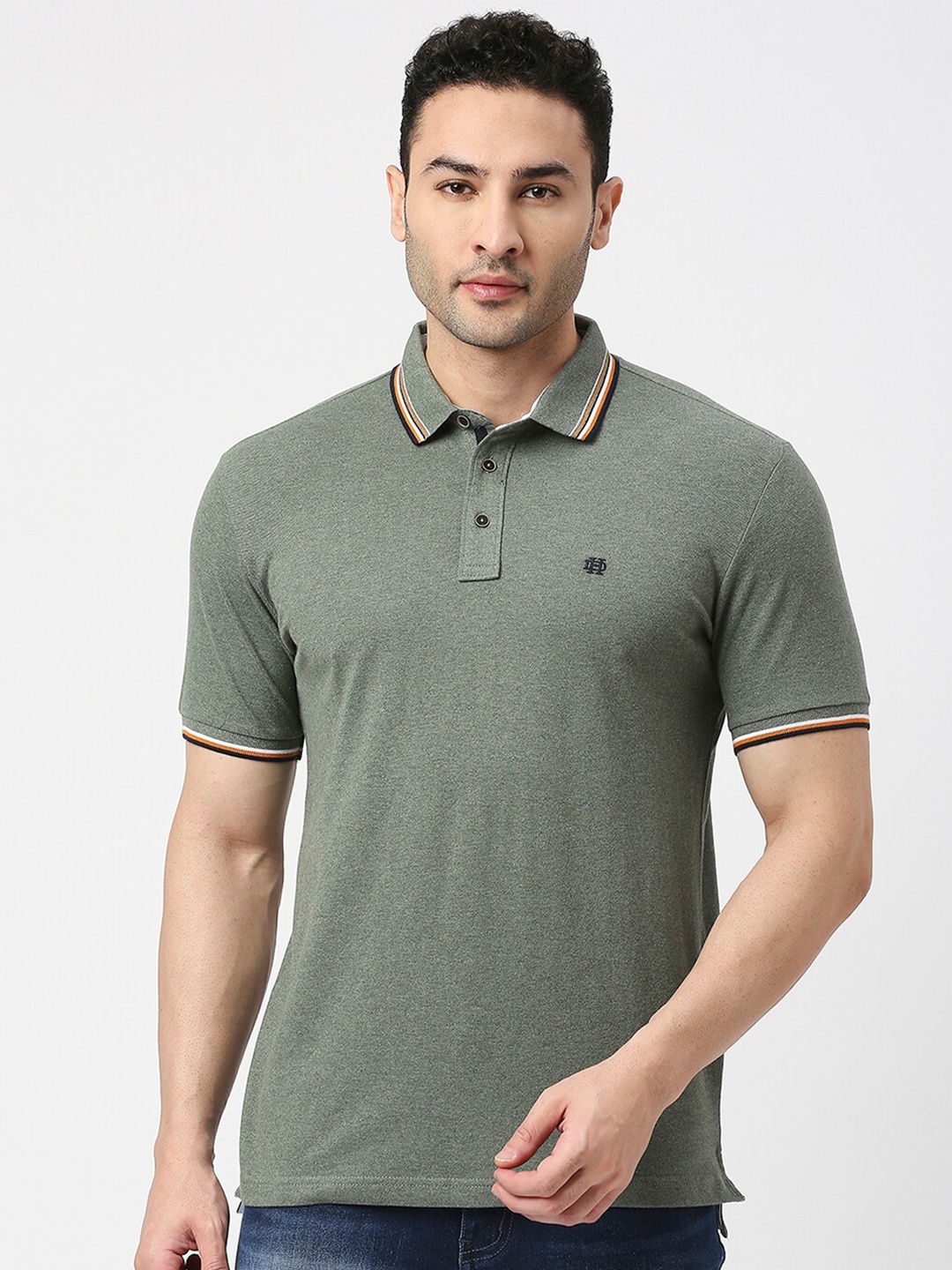 

DRAGON HILL Pique Cotton Slim Fit Polo T-shirt, Green