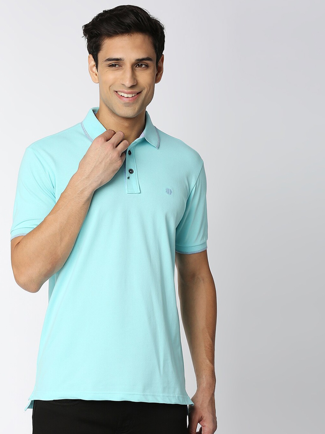 

DRAGON HILL Pique Cotton Slim Fit Polo T-shirt, Blue