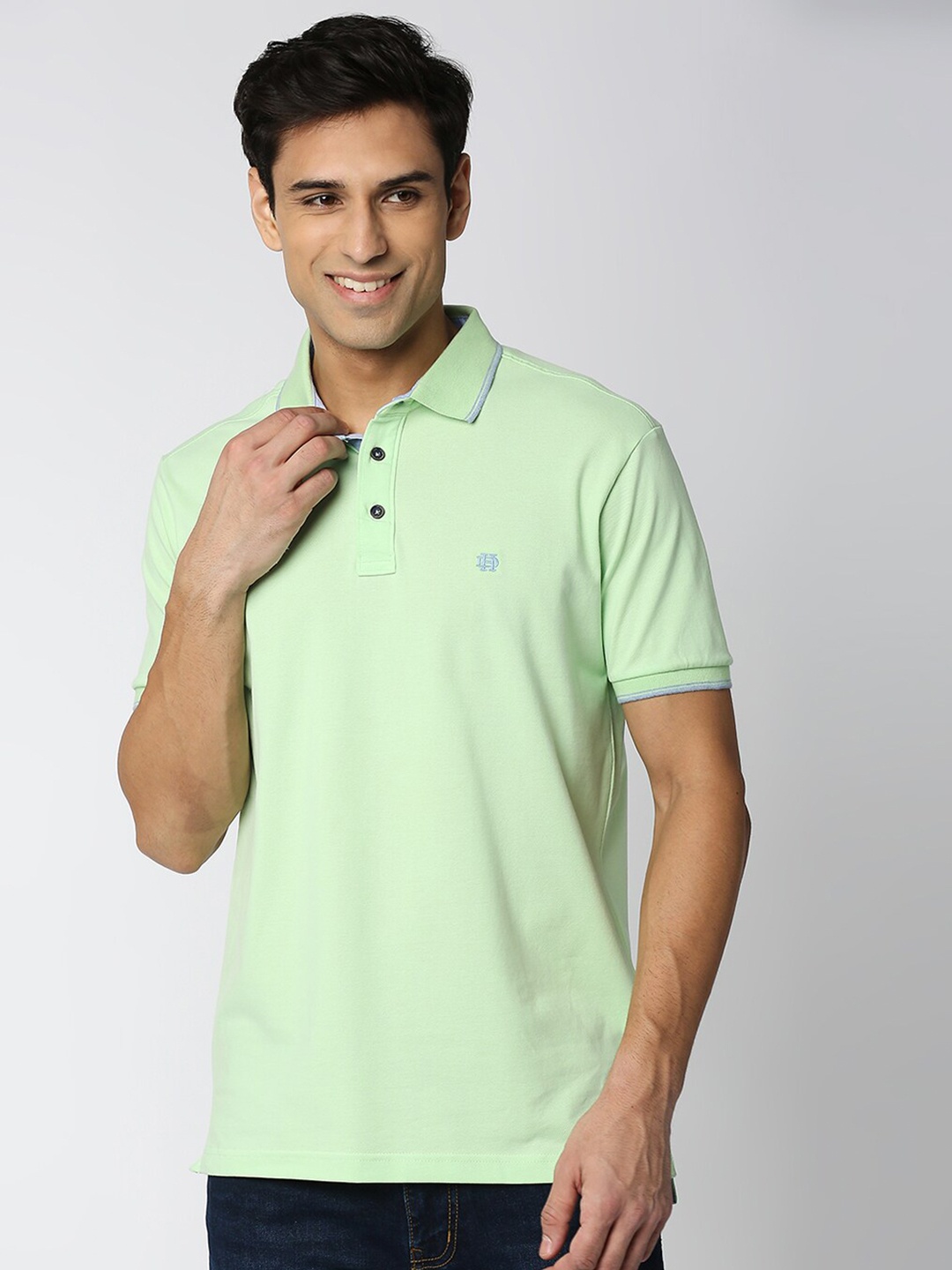 

DRAGON HILL Pique Cotton Slim Fit Polo T-shirt, Green