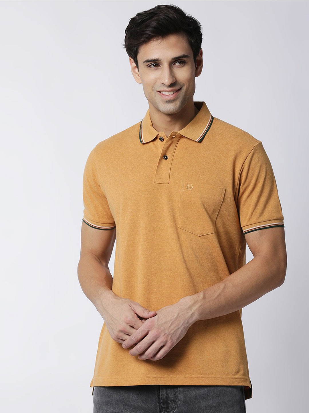 

DRAGON HILL Pique Cotton Slim Fit Polo T-shirt, Mustard