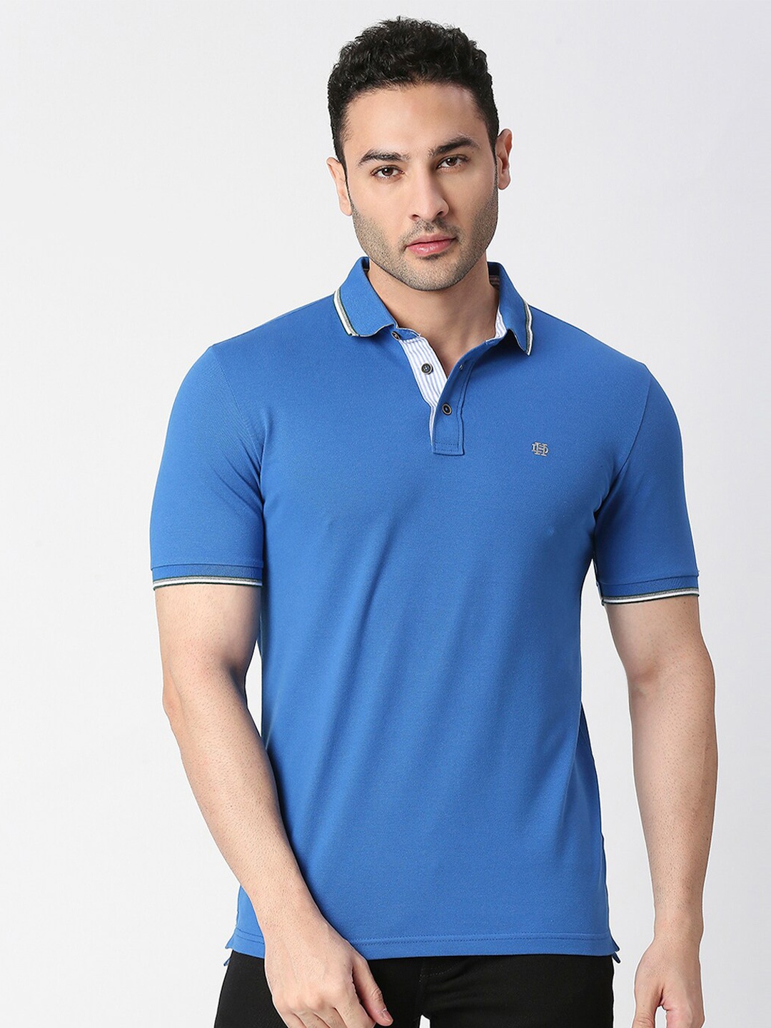 

DRAGON HILL Pique Cotton Slim Fit Polo T-shirt, Blue