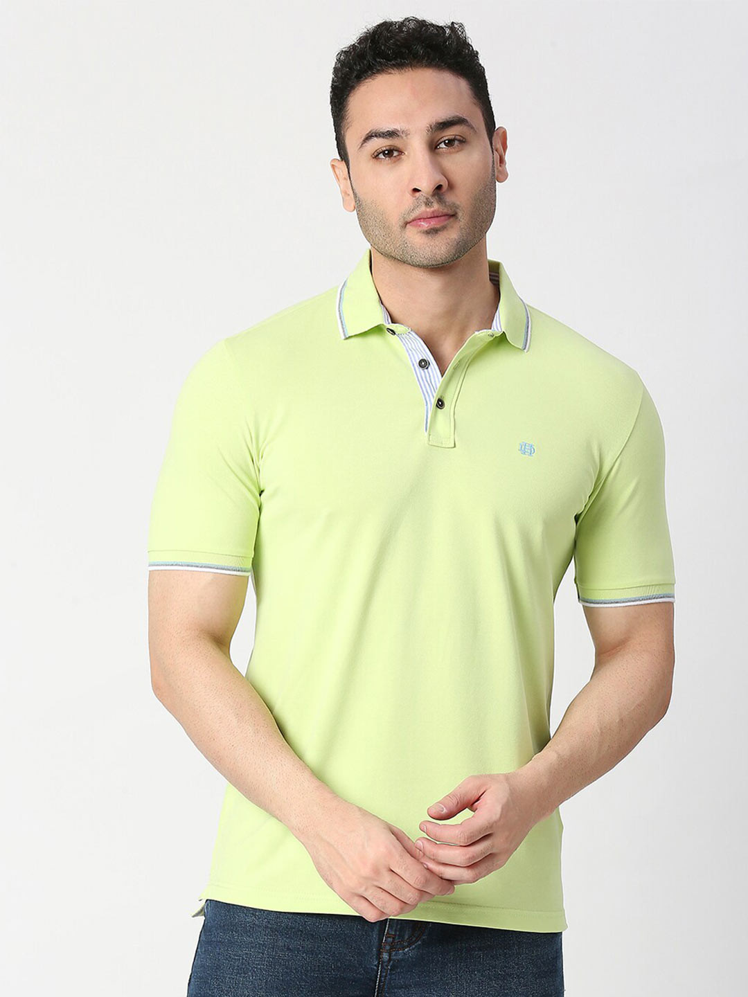 

DRAGON HILL Pique Cotton Slim Fit Polo T-shirt, Lime green