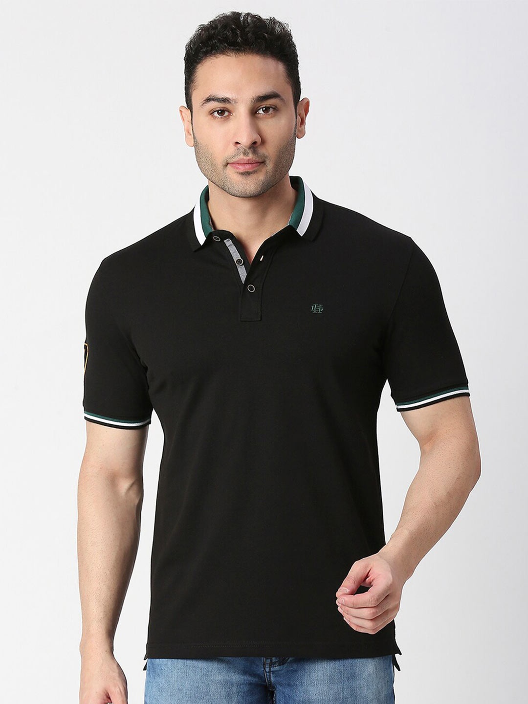 

DRAGON HILL Polo Collar Slim Fit T-shirt, Black