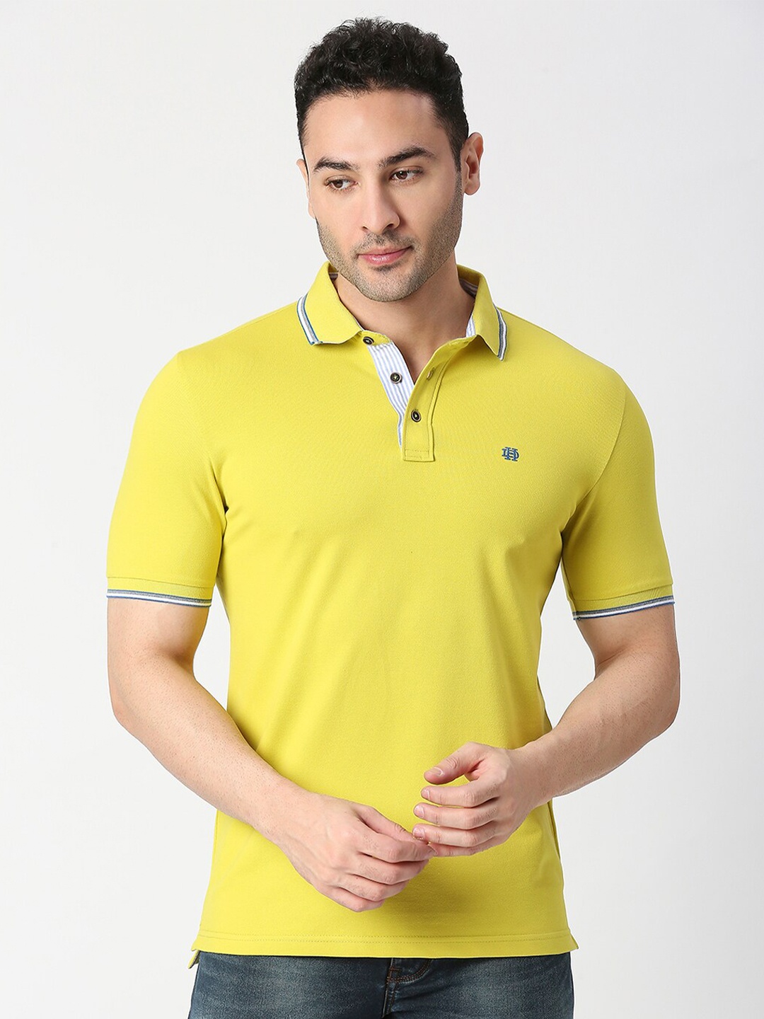 

DRAGON HILL Polo Collar Slim Fit T-shirt, Yellow