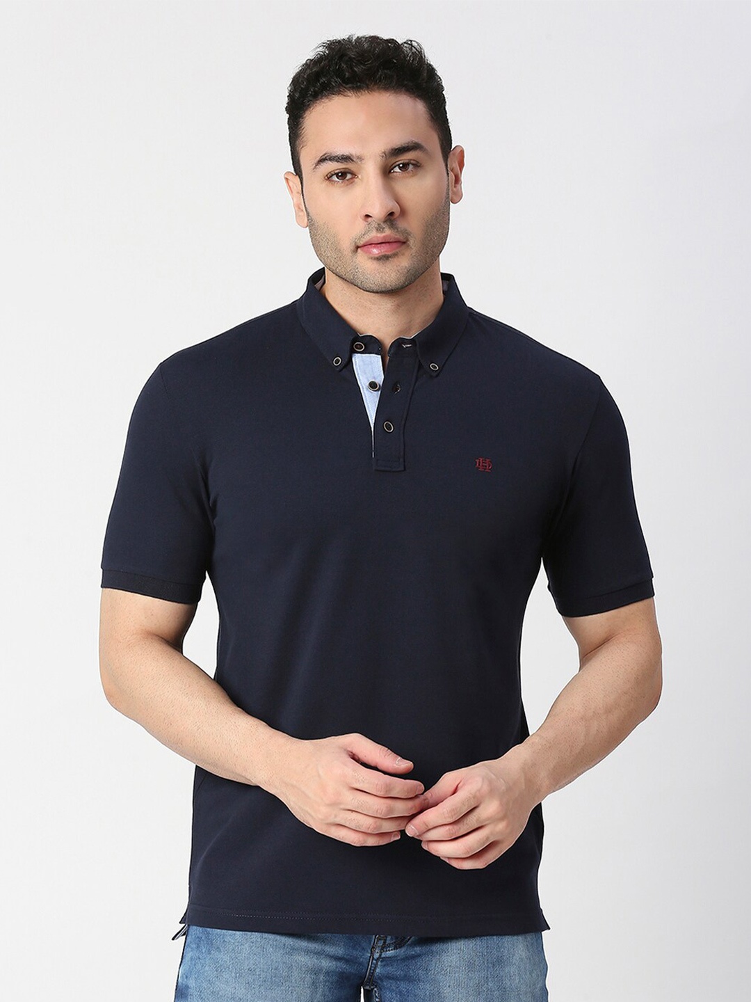 

DRAGON HILL Polo Collar Slim Fit T-shirt, Navy blue