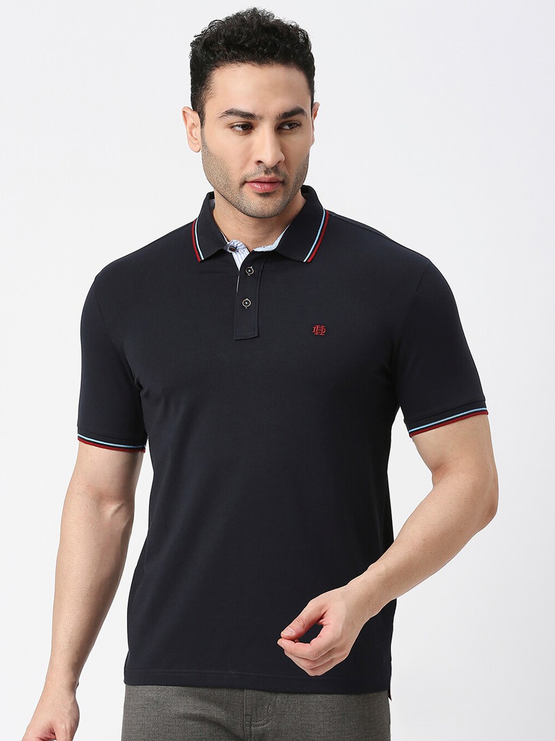 

DRAGON HILL Polo Collar Slim Fit T-shirt, Navy blue