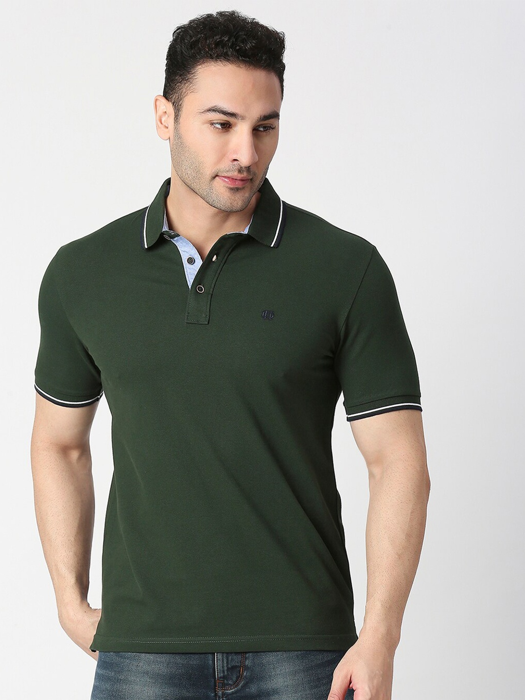 

DRAGON HILL Polo Collar Slim Fit T-shirt, Green