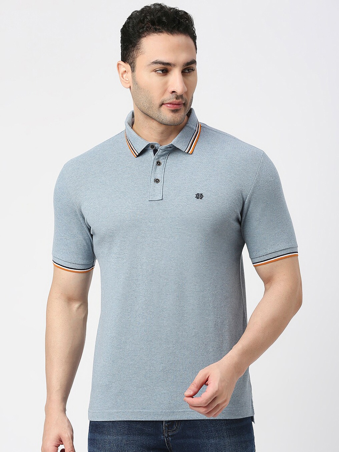 

DRAGON HILL Polo Collar Cotton Slim Fit T-shirt, Blue