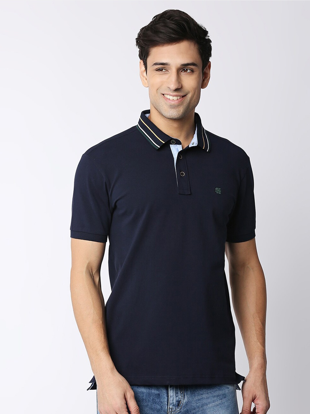 

DRAGON HILL Polo Collar Cotton Slim Fit T-shirt, Navy blue