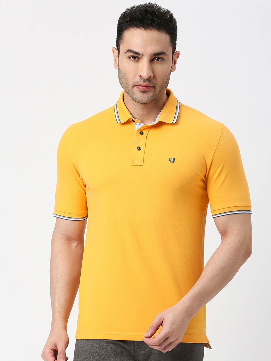 

DRAGON HILL Polo Collar Cotton Slim Fit T-shirt, Yellow
