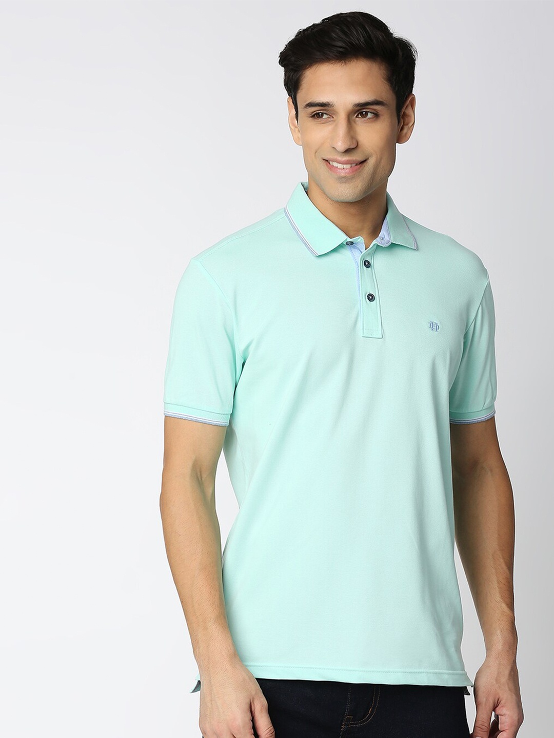 

DRAGON HILL Polo Collar Cotton Slim Fit T-shirt, Sea green