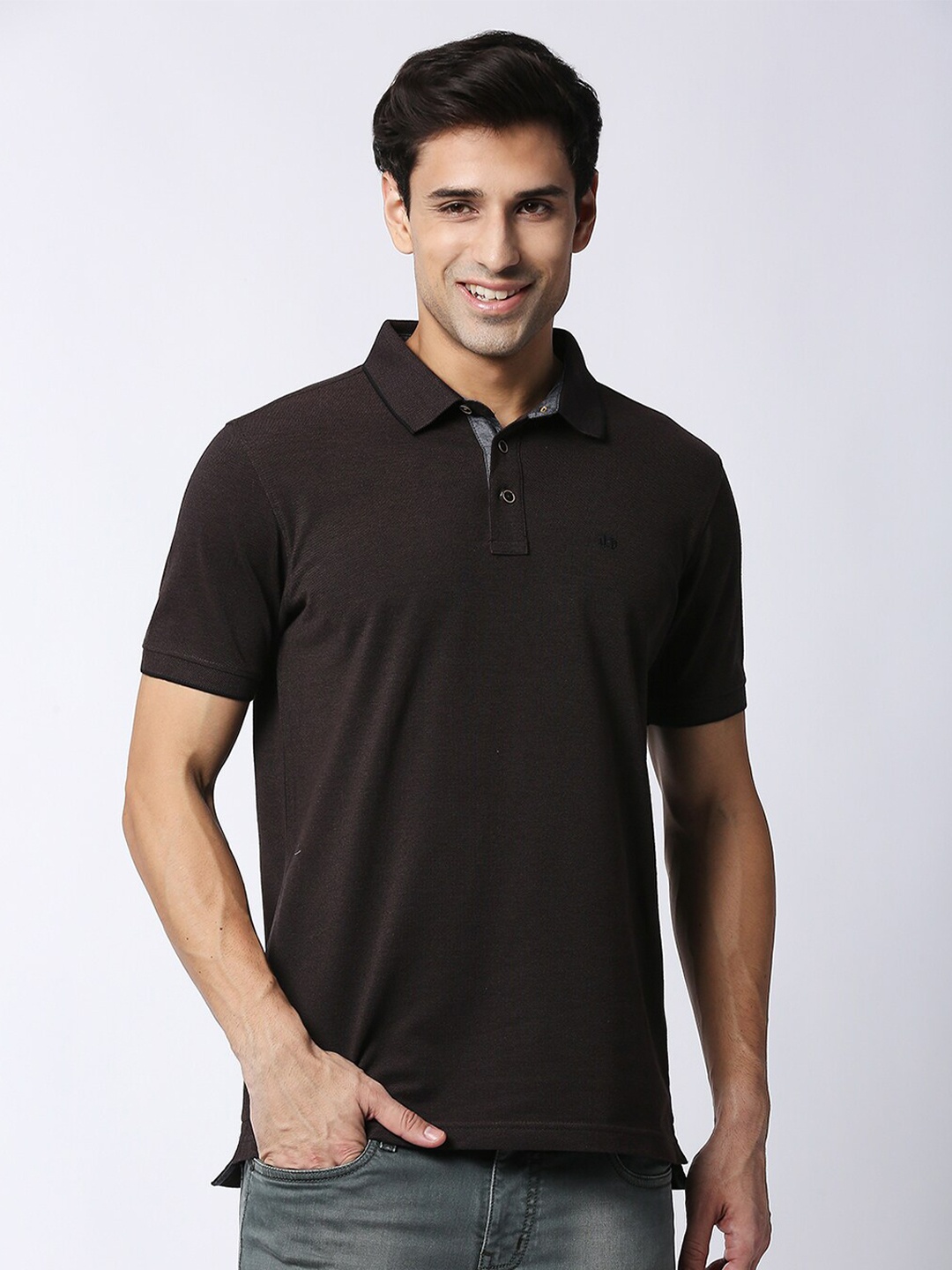 

DRAGON HILL Polo Collar Cotton Slim Fit T-shirt, Brown