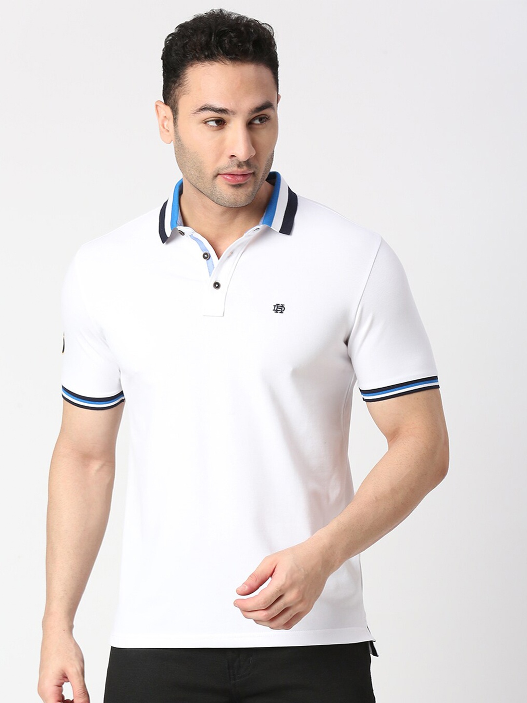 

DRAGON HILL Polo Collar Cotton Slim Fit T-shirt, White