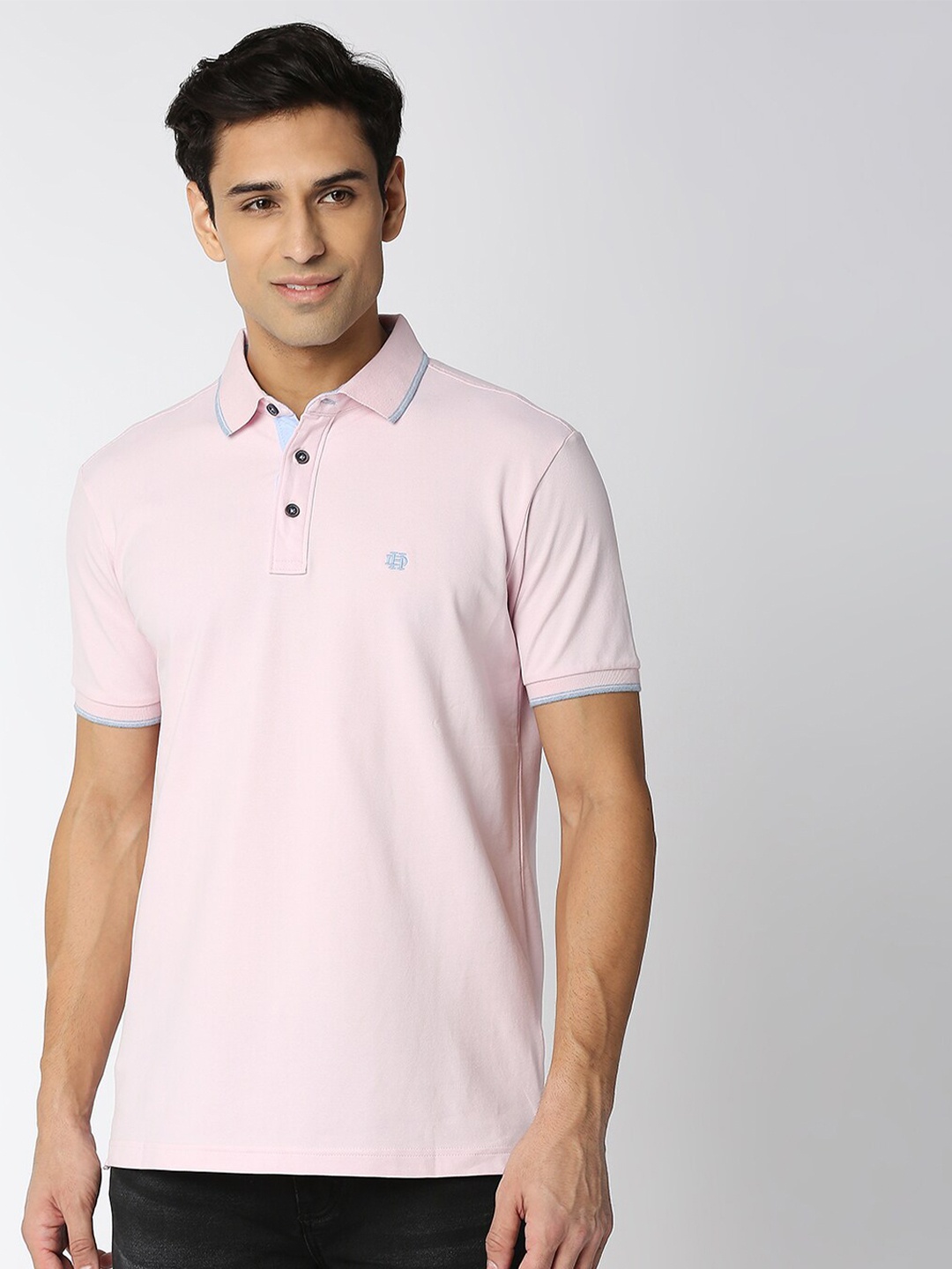 

DRAGON HILL Polo Collar Cotton Slim Fit T-shirt, Pink