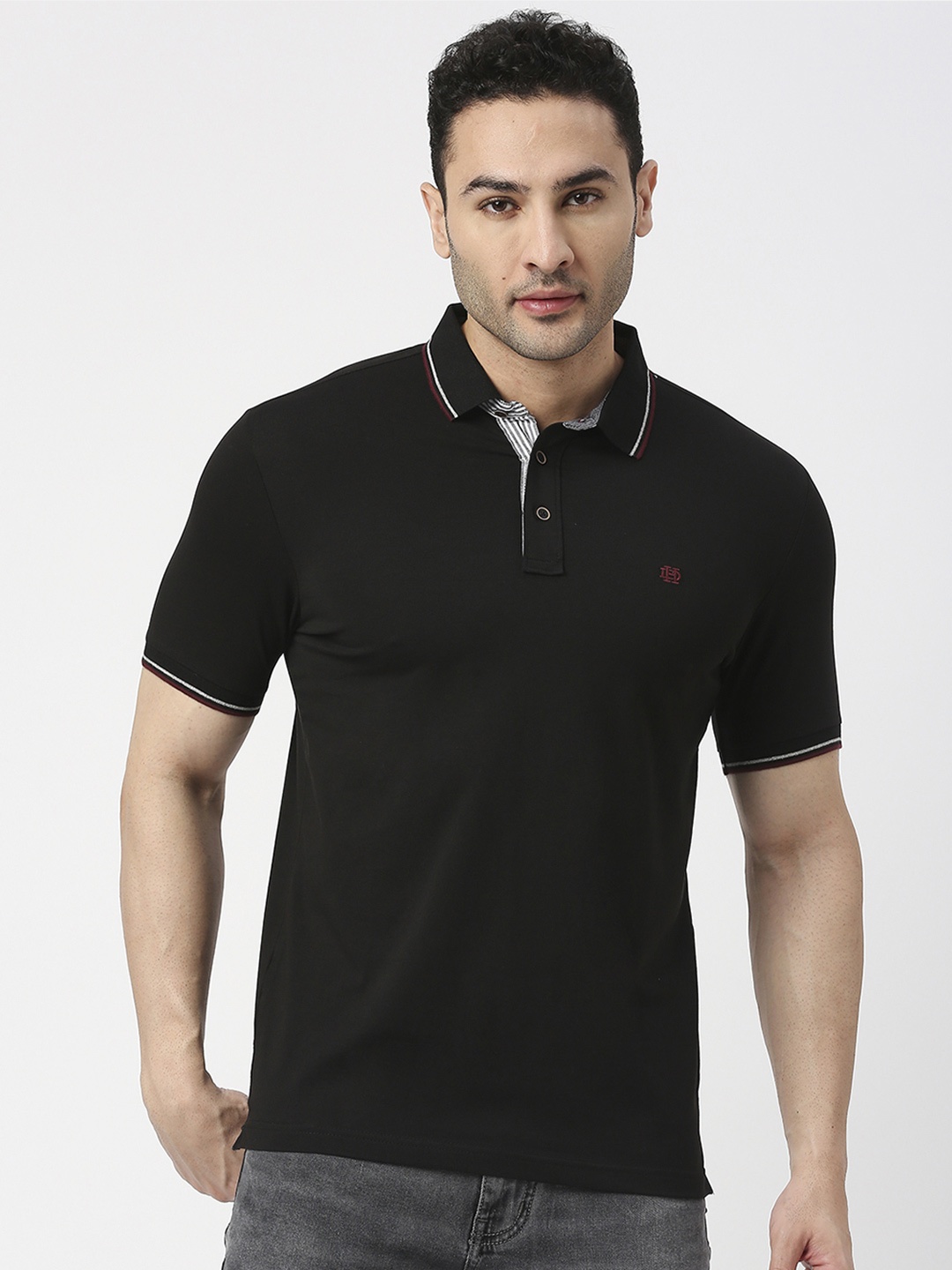 

DRAGON HILL Polo Collar Cotton Slim Fit T-shirt, Black