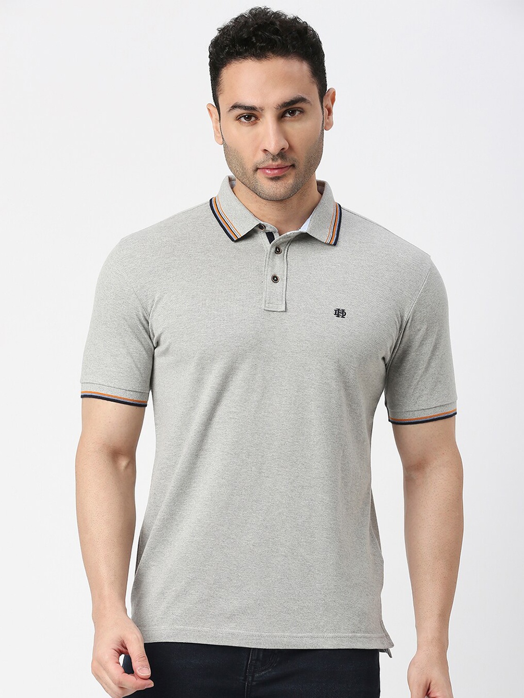 

DRAGON HILL Polo Collar Cotton Slim Fit T-shirt, Grey