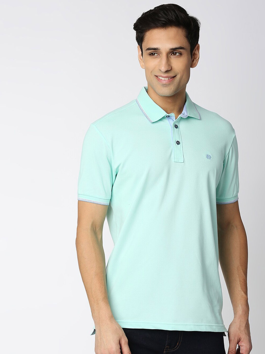 

DRAGON HILL Polo Collar Short Sleeves Slim Fit Cotton T-Shirt, Sea green