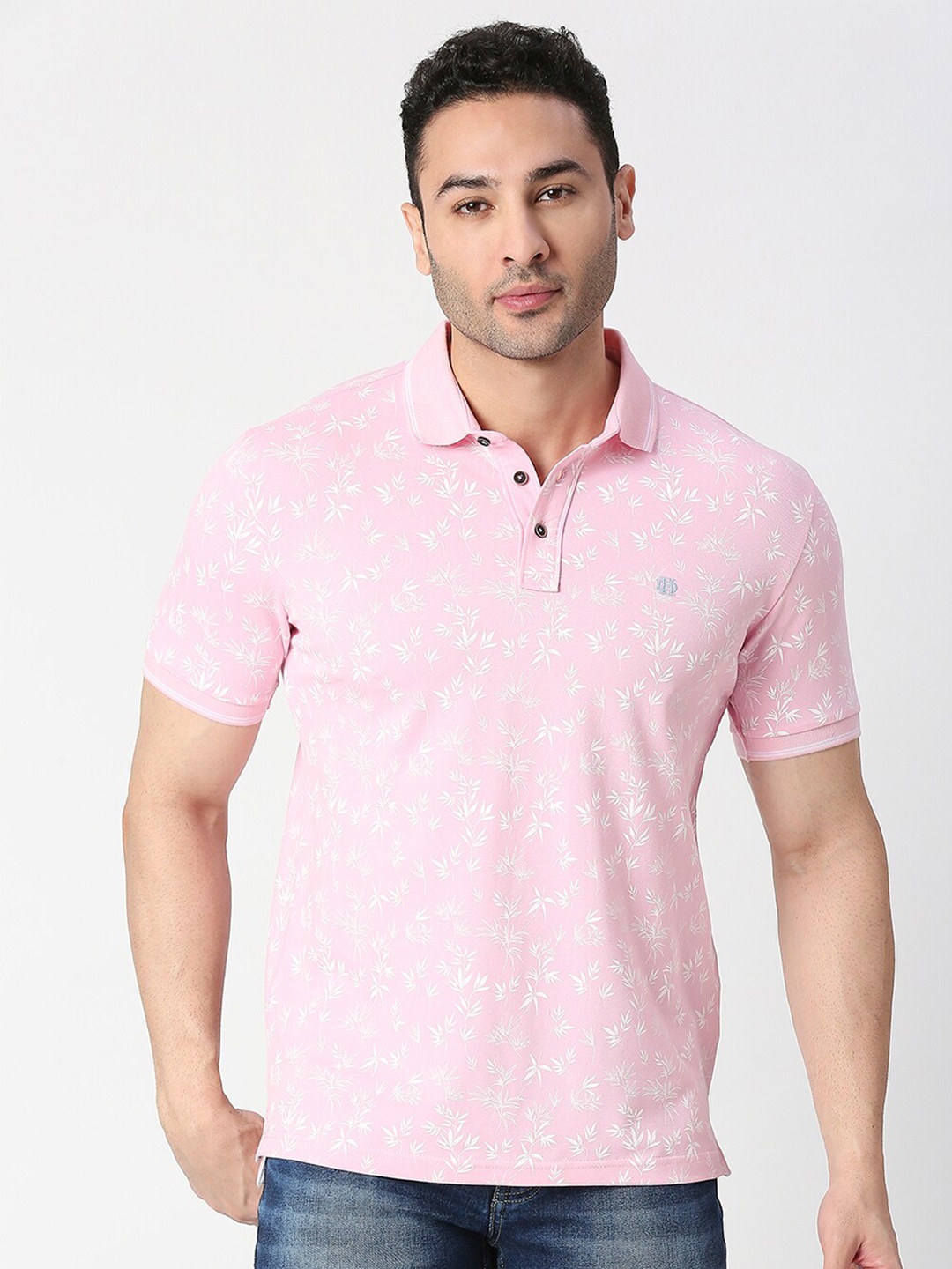 

DRAGON HILL Conversational Printed Polo Collar Slim Fit T-shirt, Pink