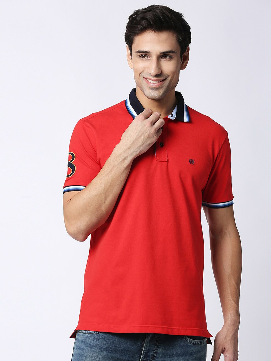 

DRAGON HILL Polo Collar Cotton Slim Fit T-shirt, Red