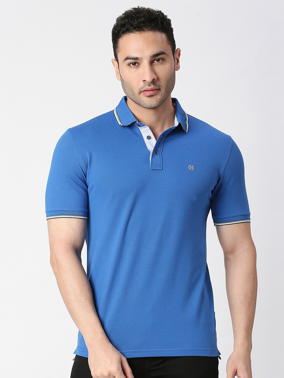 

DRAGON HILL Polo Collar Cotton Slim Fit T-shirt, Blue