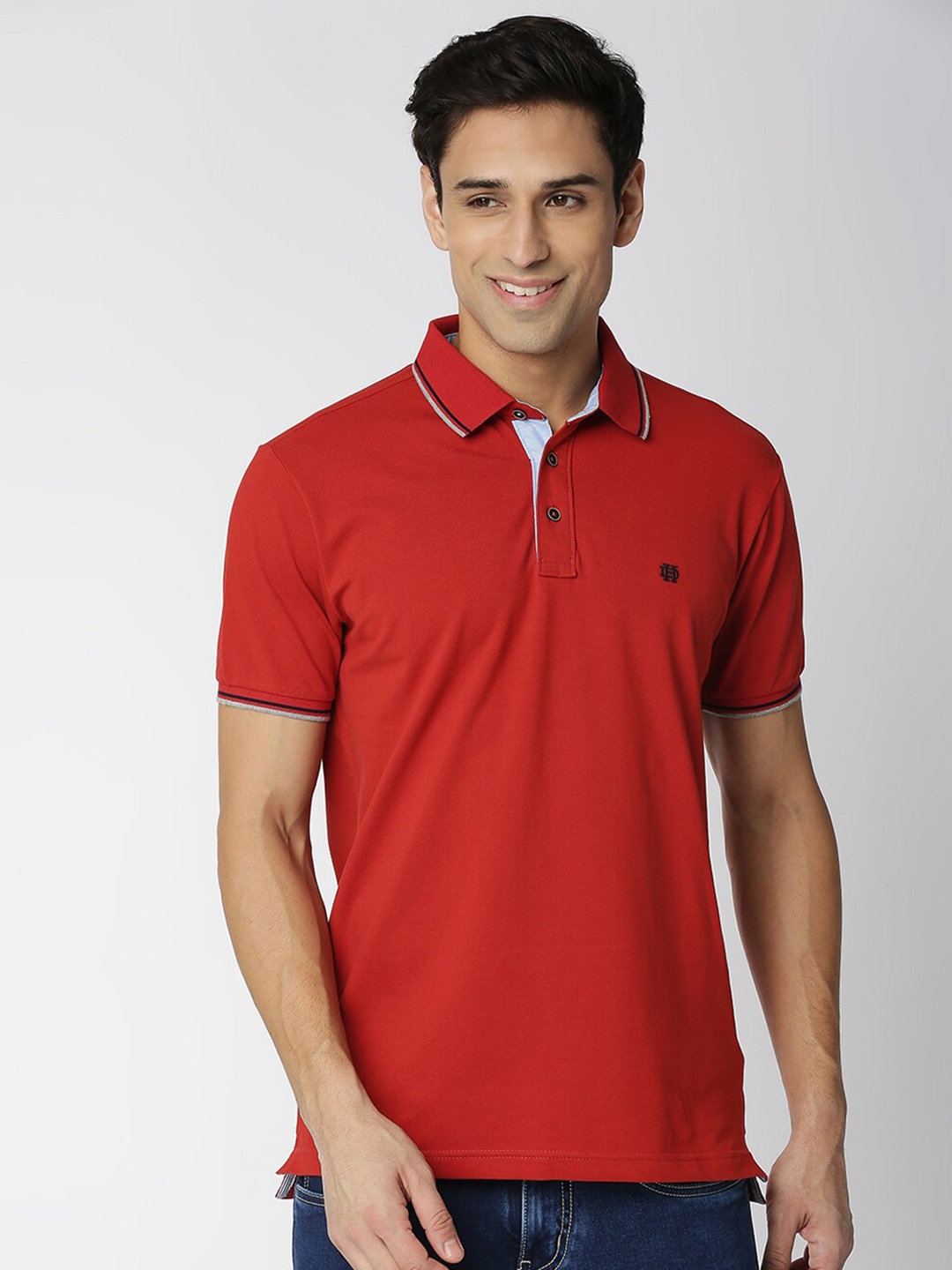 

DRAGON HILL Polo Collar Cotton Slim Fit T-shirt, Red