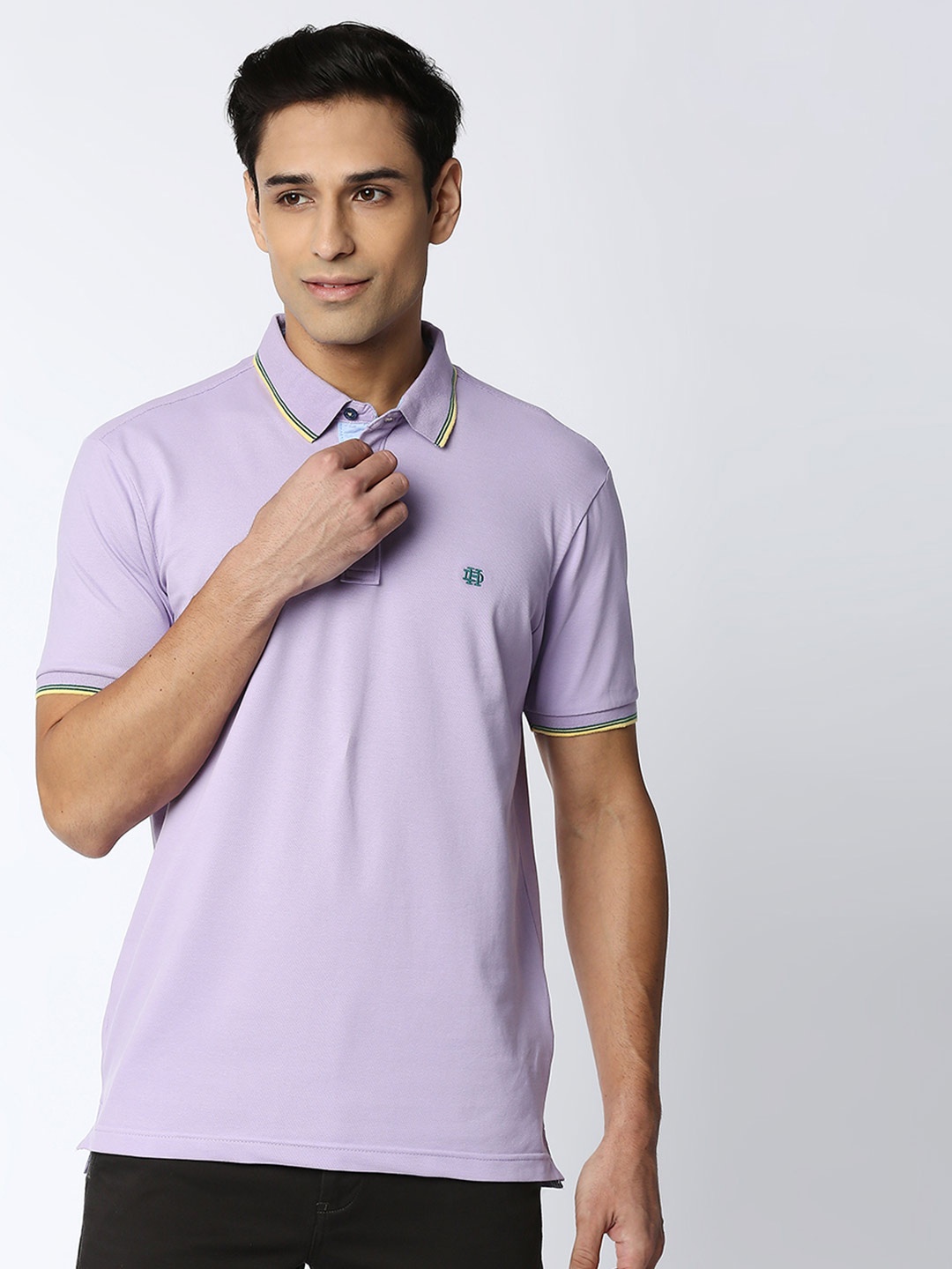 

DRAGON HILL Polo Collar Cotton Slim Fit T-shirt, Purple