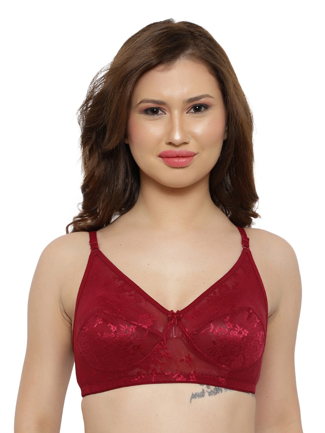 

LADYLAND Full Coverage All day Comfort Cotton T-shirt Bra, Maroon