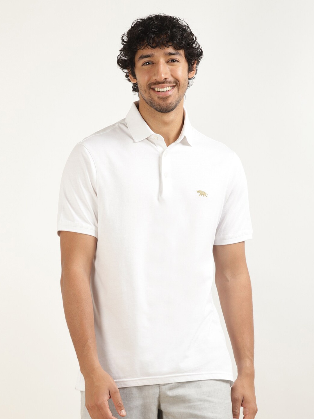 

Andamen Polo Collar Cotton T-shirt, White
