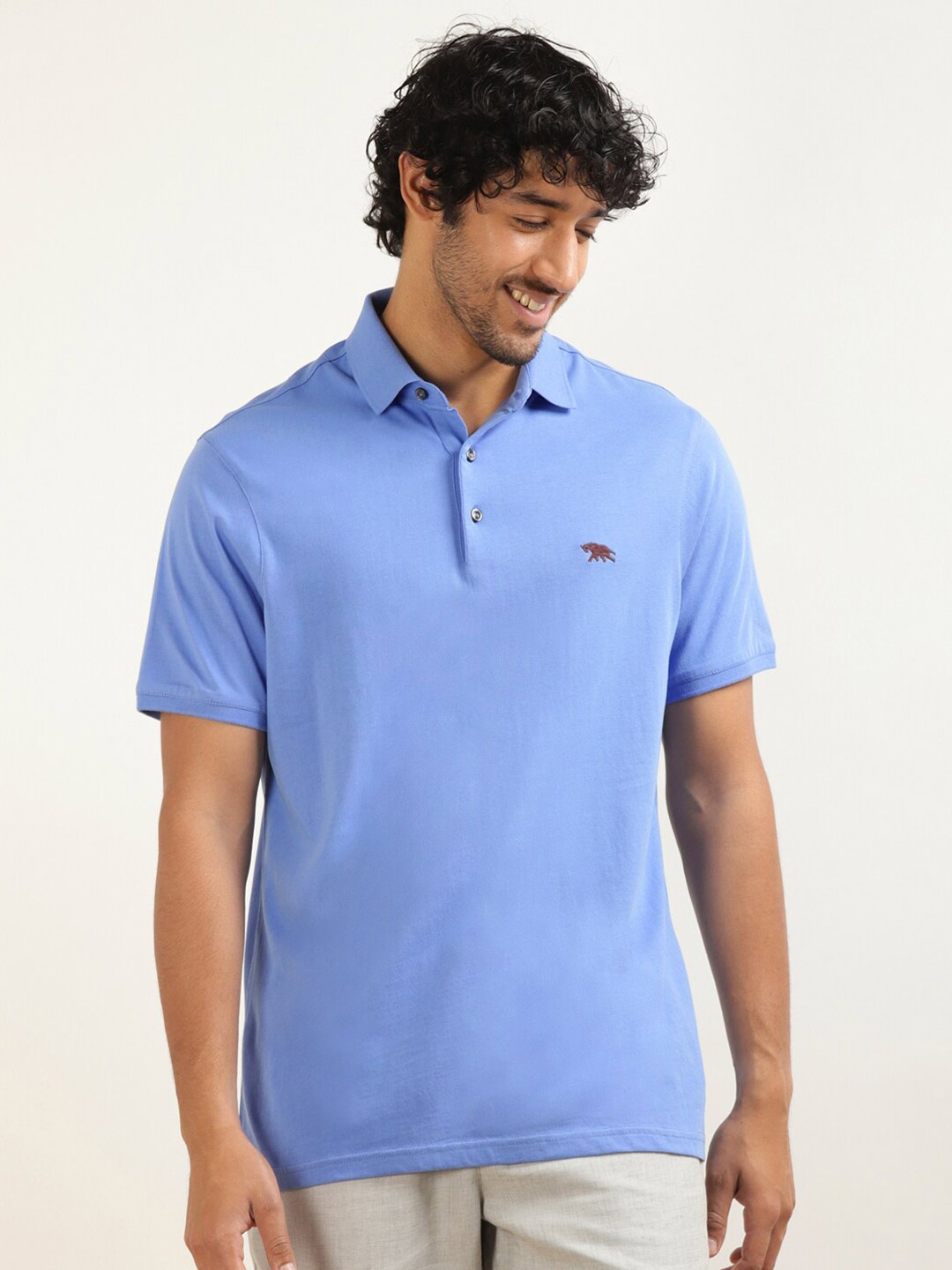 

Andamen Polo Collar Cotton T-shirt, Violet