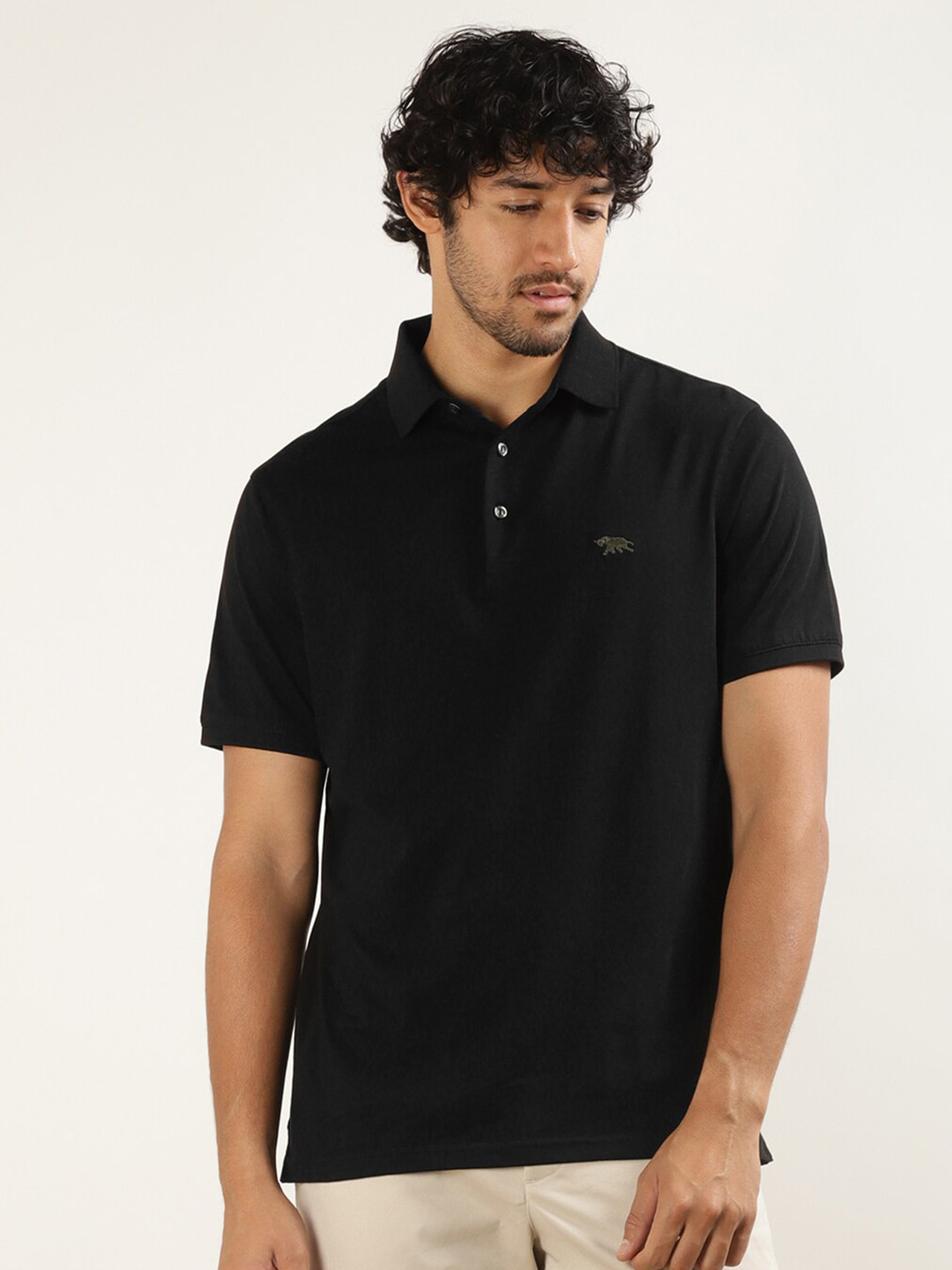 

Andamen Polo Collar Short Sleeves Cotton T-shirt, Black