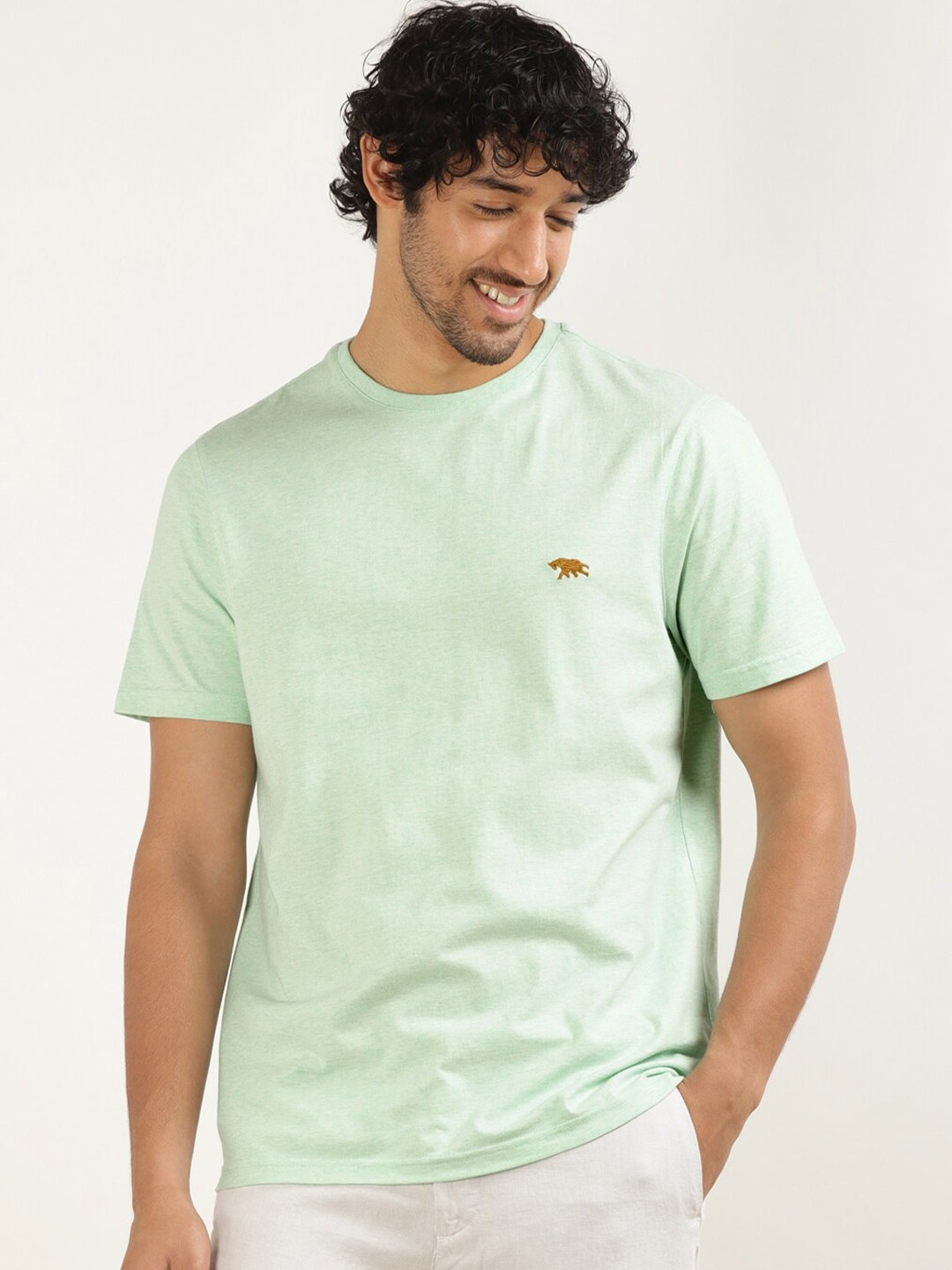 

Andamen Round Neck Short Sleeves Cotton T-shirt, Green