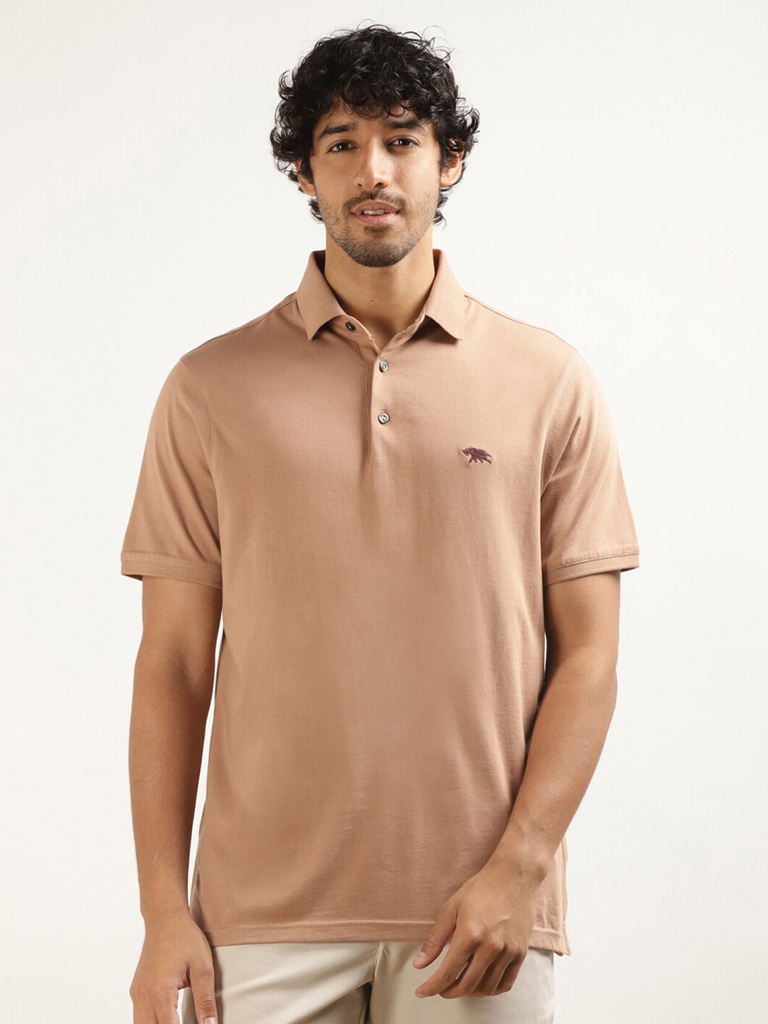 

Andamen Men Brown Polo Collar T-shirt