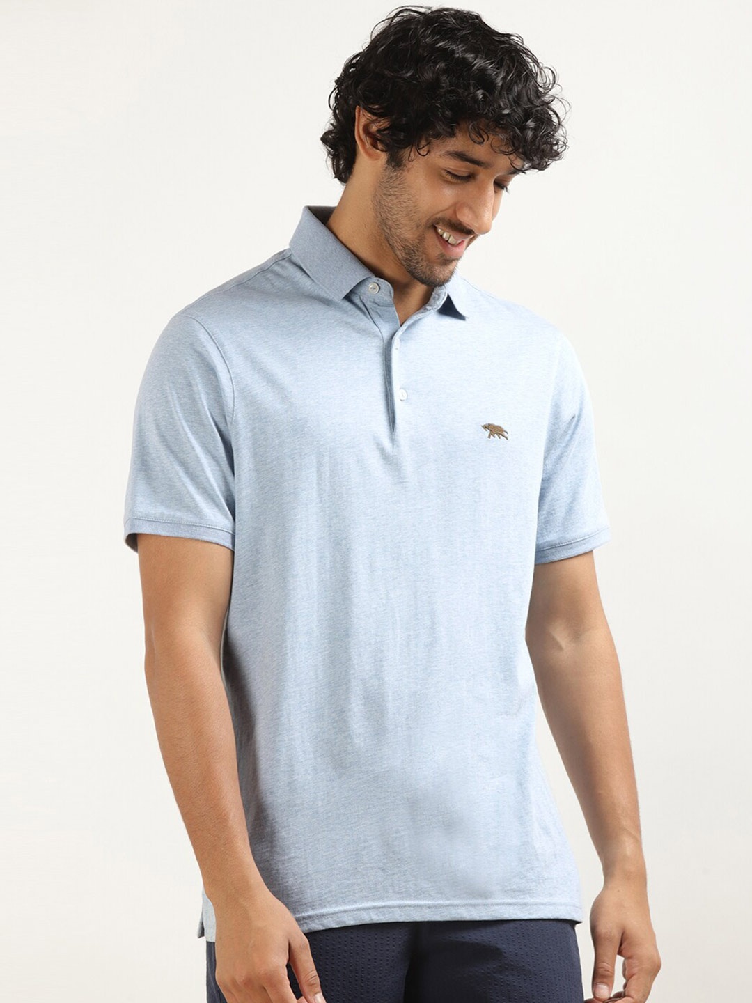 

Andamen Men Blue Polo Collar T-shirt