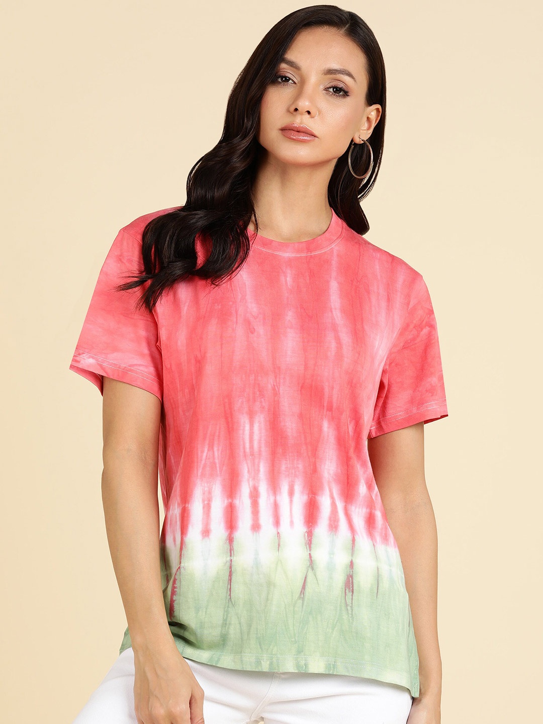 

Maaesa Tie and Dye Pure Cotton T-shirt, White