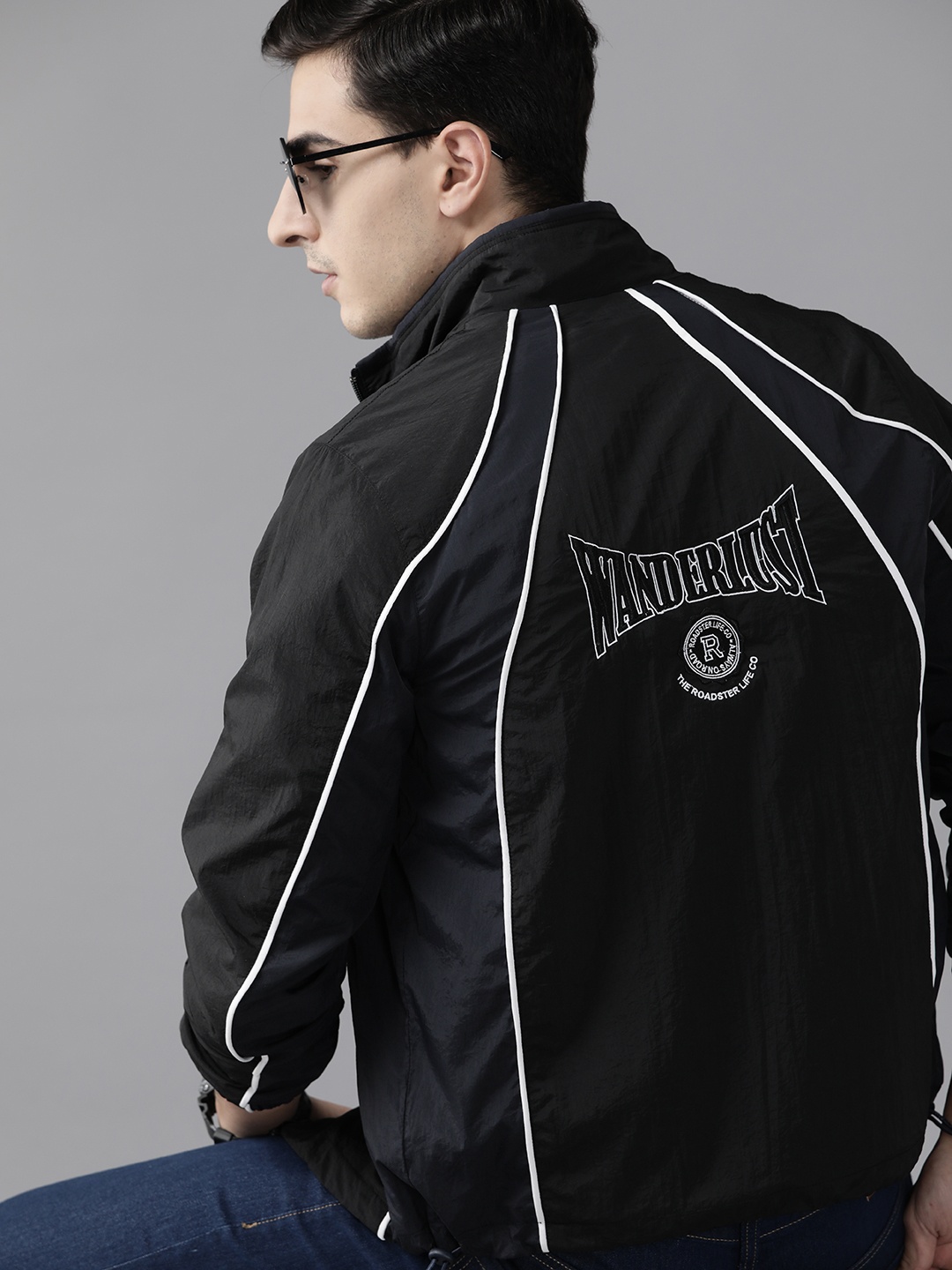 

The Roadster Lifestyle Co. Colourblocked Striped Detail Tailored Jacket, Black