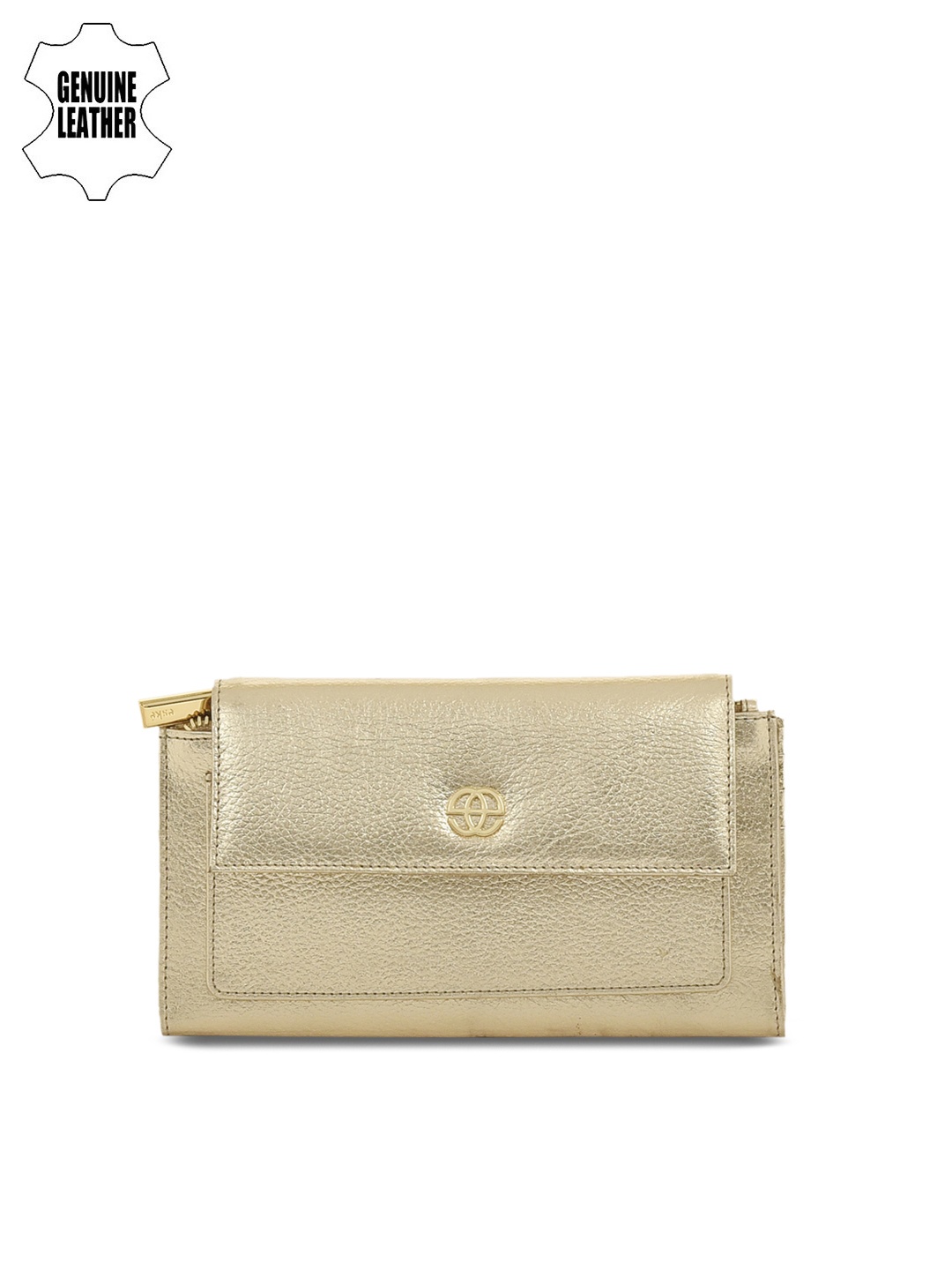 

Eske Women Gold-Toned Solid Two Fold Leather Wallet