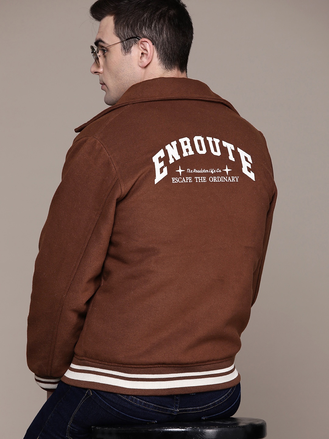The Roadster Lifestyle Co. Applique Varsity Jacket, Rust