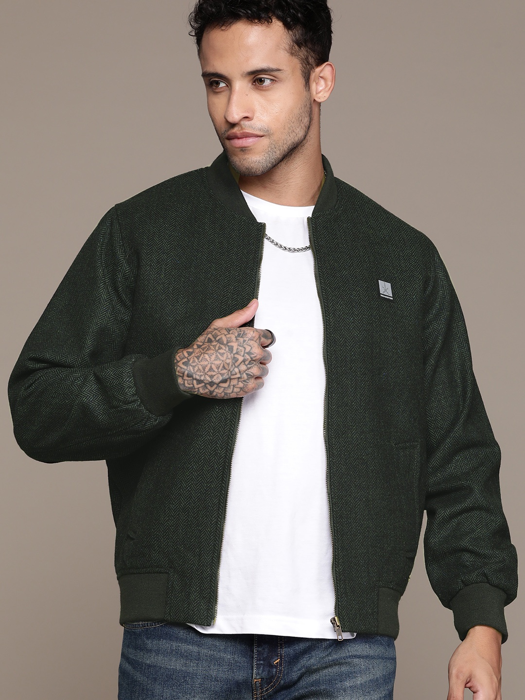 

The Roadster Lifestyle Co. Self Design Bomber Jacket, Green