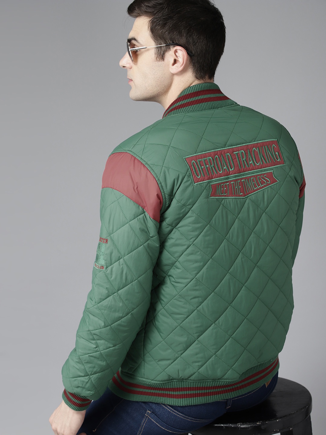 

The Roadster Lifestyle Co. Embroidered Back Quilted Jacket, Green