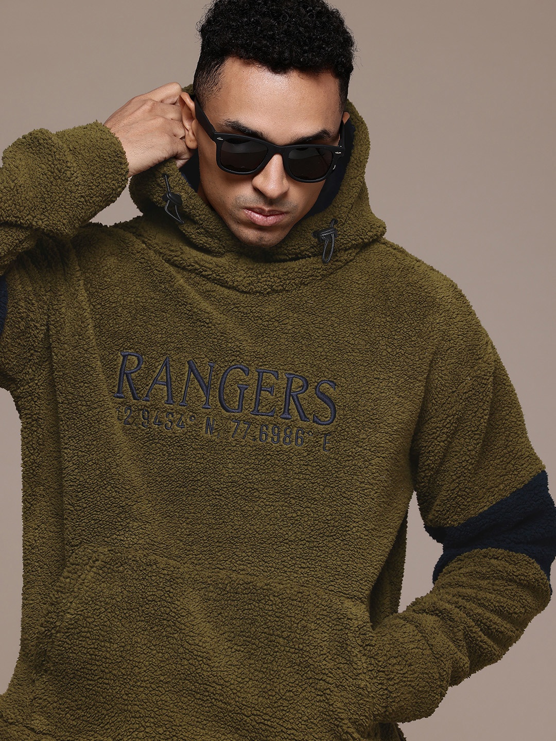 

The Roadster Life Co. Typography Embroidered Hooded Sweatshirt, Olive