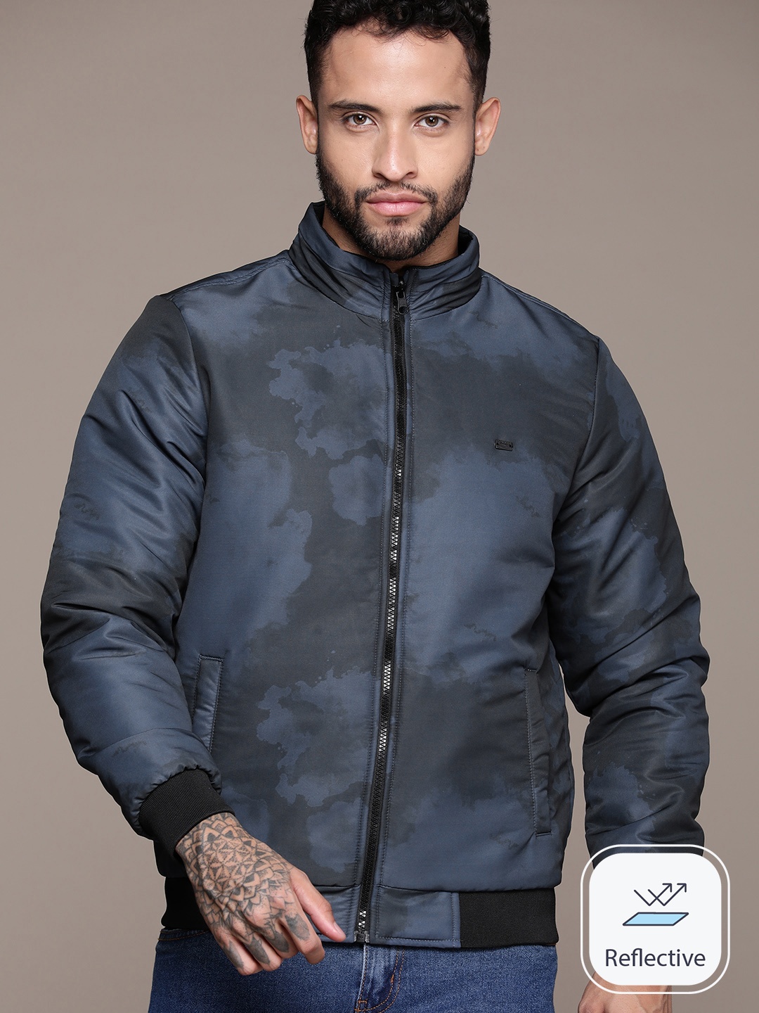 

The Roadster Lifestyle Co. Reversible Bomber Jacket, Navy blue