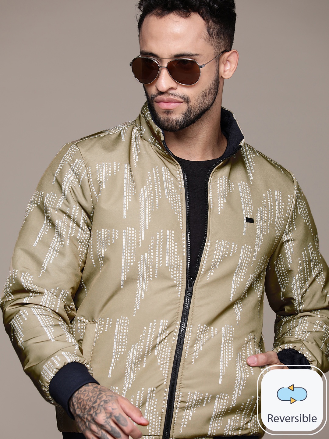 The Roadster Lifestyle Co. Reversible Bomber Jacket, Beige