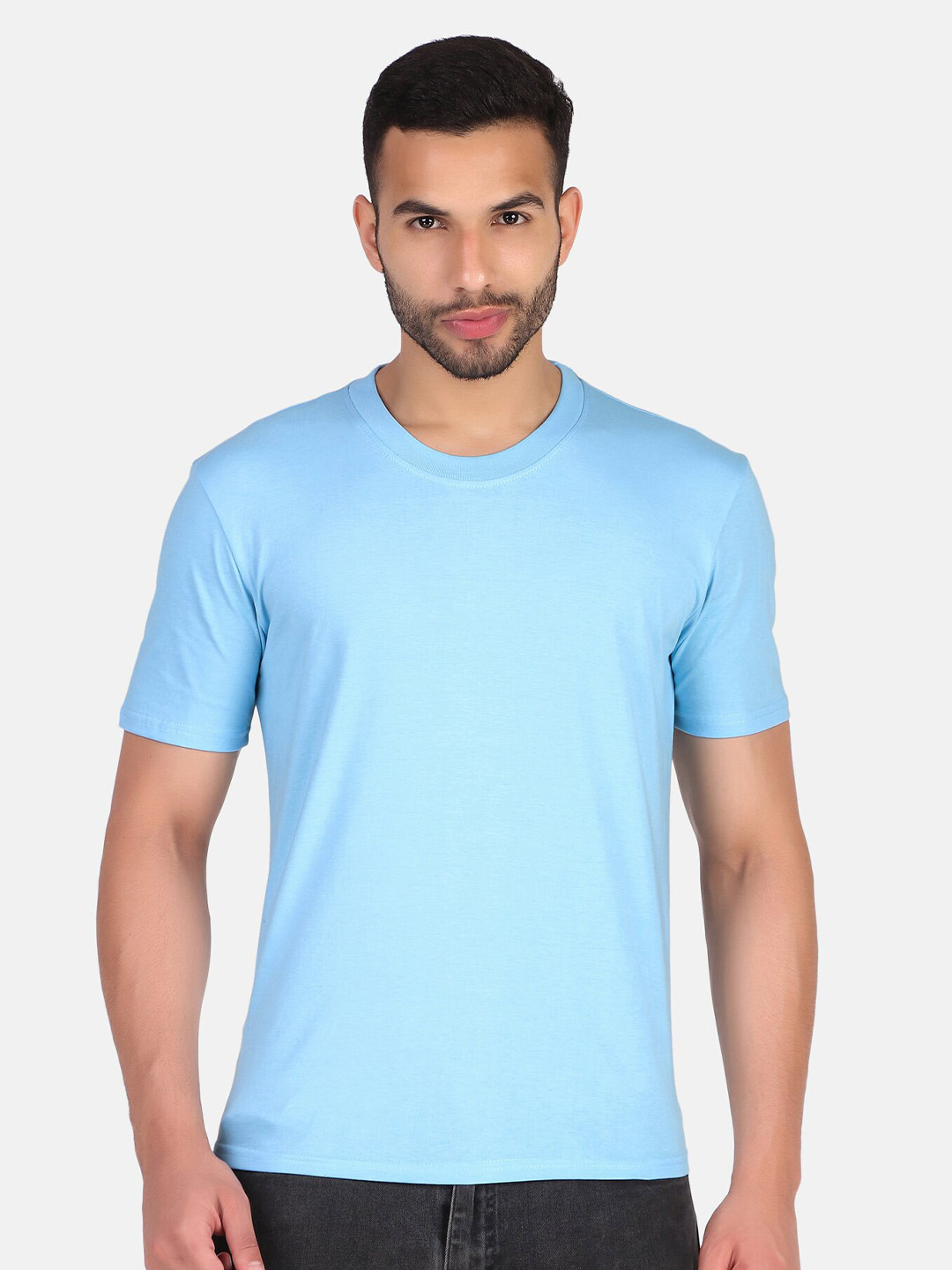 

TRENDY RABBIT Round Neck Cotton T-shirt, Blue