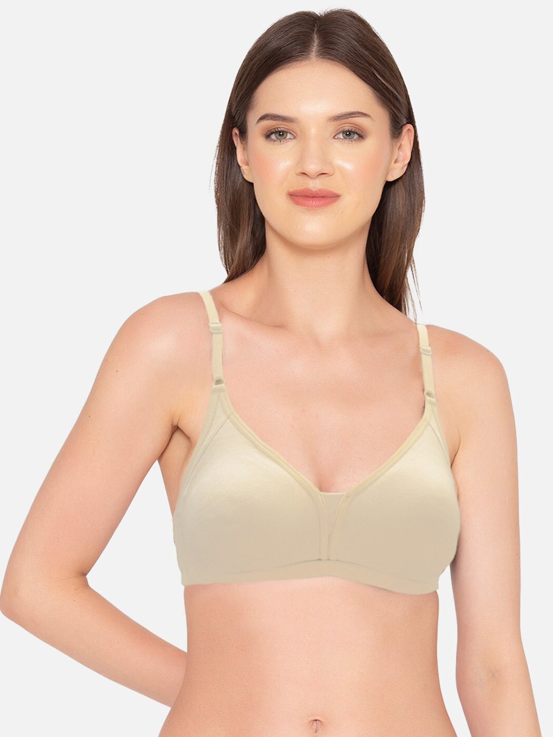 

GROVERSONS Paris Beauty Half Coverage All Day Comfort Seamless Cotton T-shirt Bra, Cream