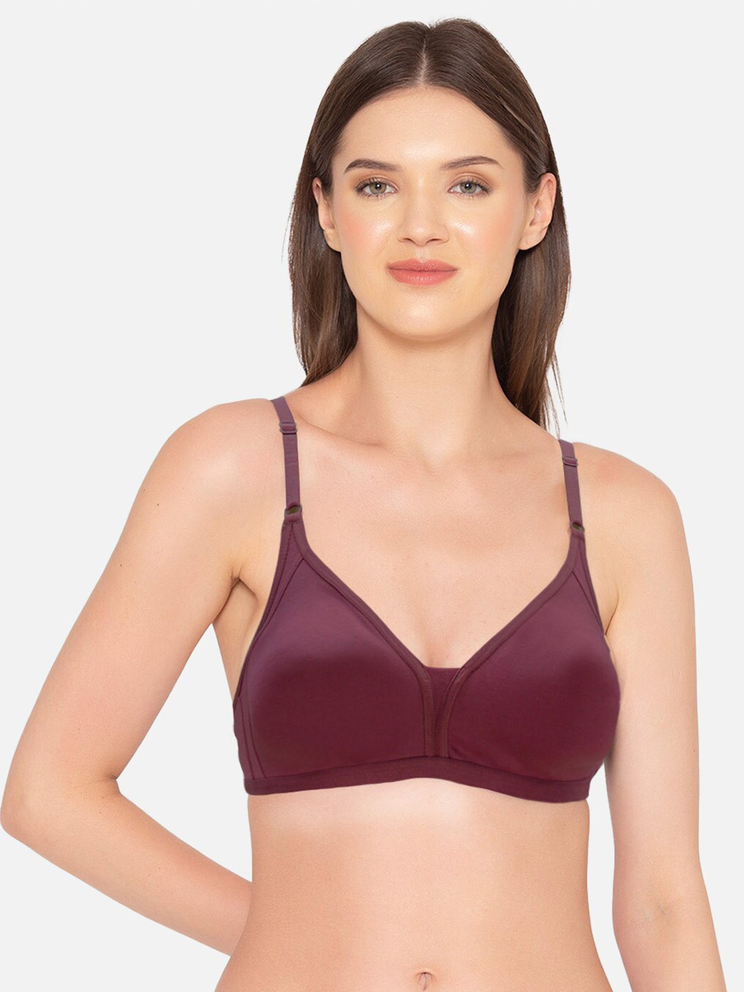 

GROVERSONS Paris Beauty Half Coverage All Day Comfort Seamless Cotton T-shirt Bra, Maroon
