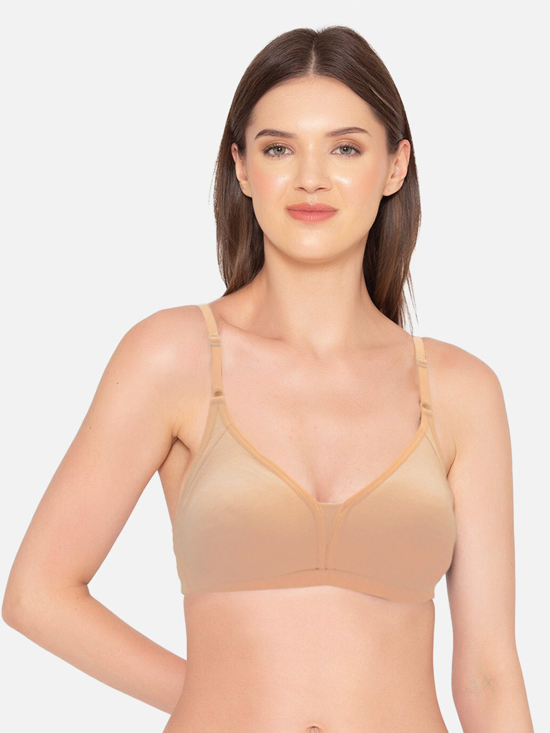 

GROVERSONS Paris Beauty Half Coverage All Day Comfort Seamless Cotton T-shirt Bra, Beige